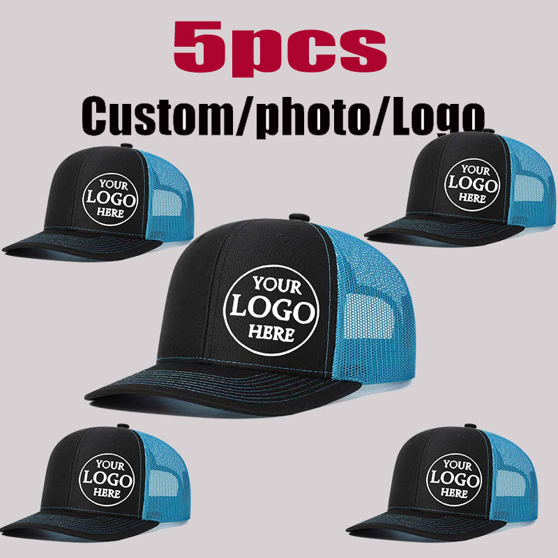 5pcs customizable adjustable trucker baseball caps men women
