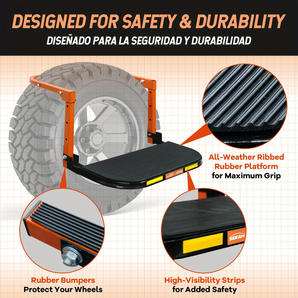 heavy duty foldable tire step anti slip texture adjustable