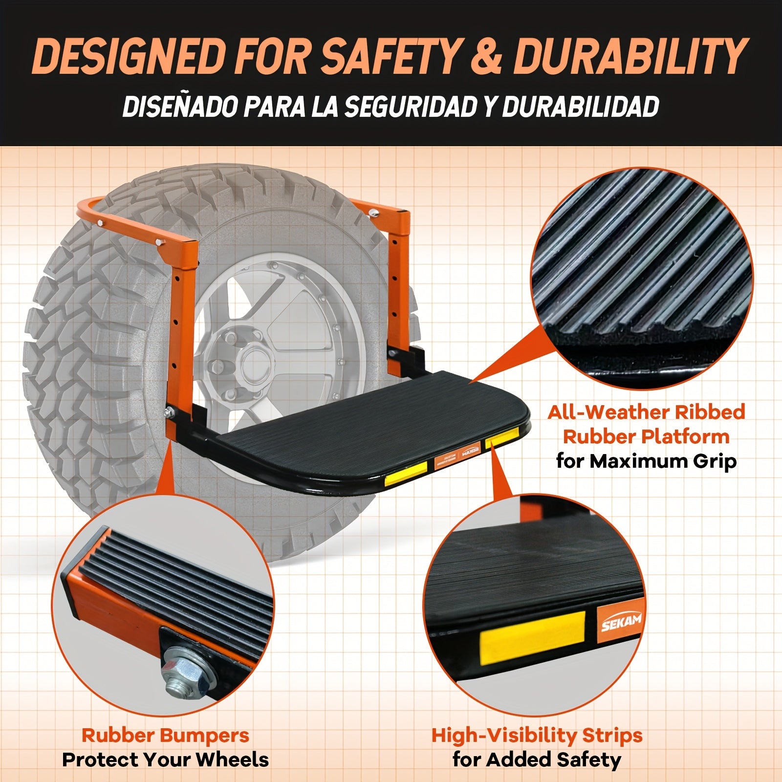heavy duty foldable tire step anti slip texture adjustable