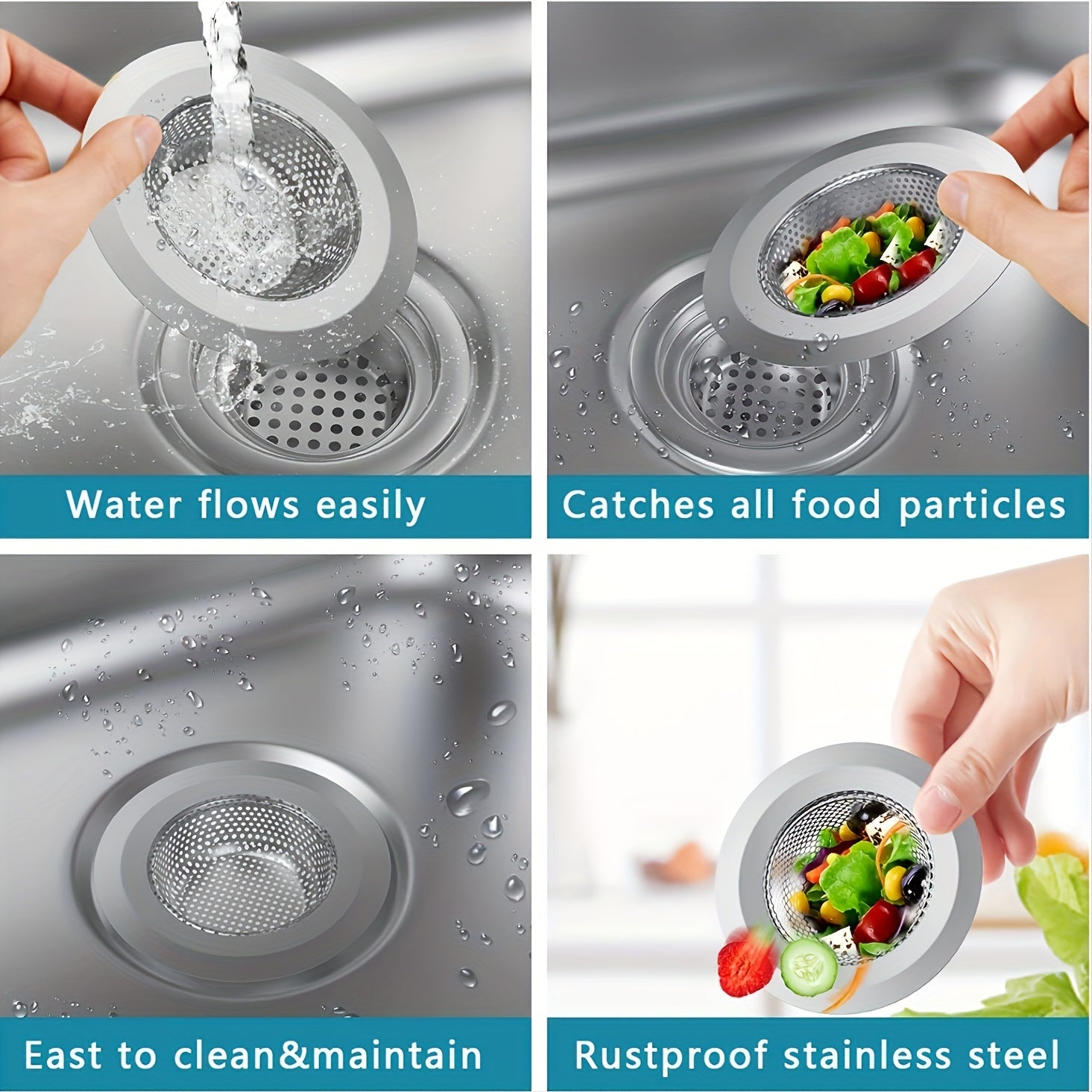 2pcs kitchen sink strainer stainless steel sink drain