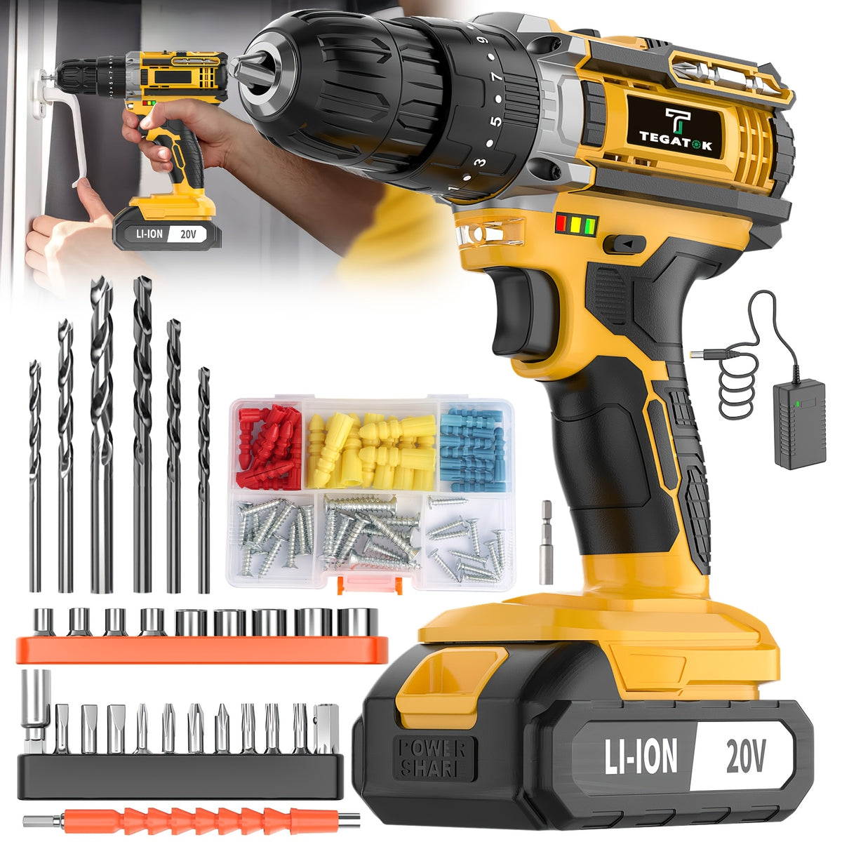 20v 58 136pcs 147pcs cordless impact drill kit 20