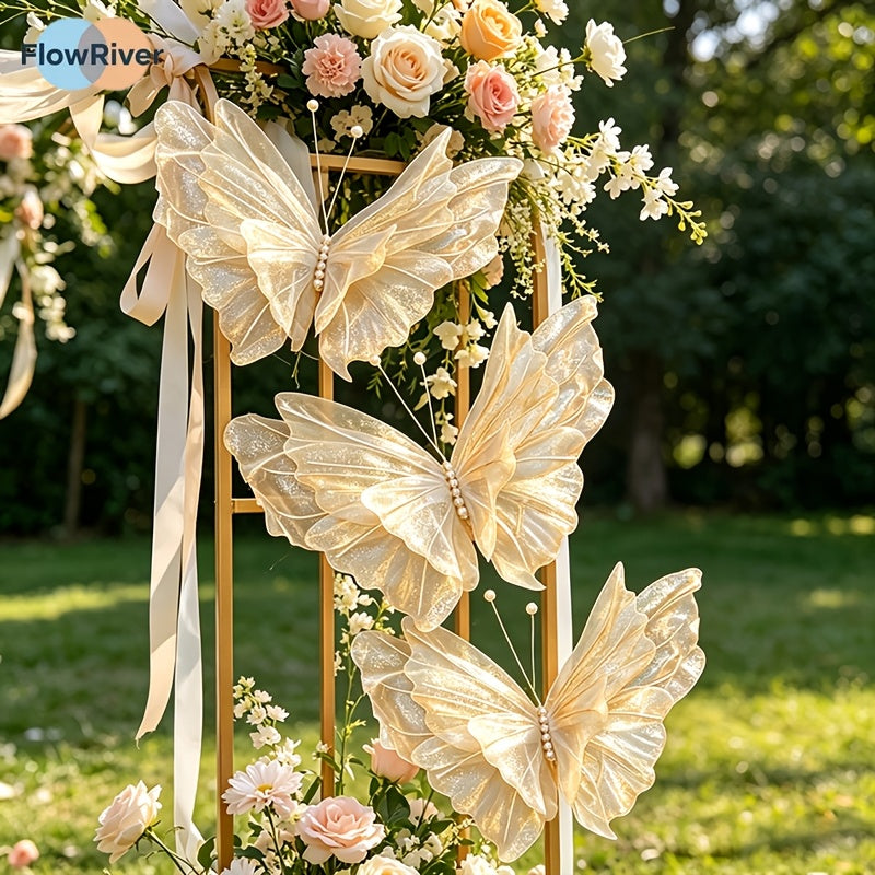 3pcs hangable wedding decorations tinsel gauze artificial