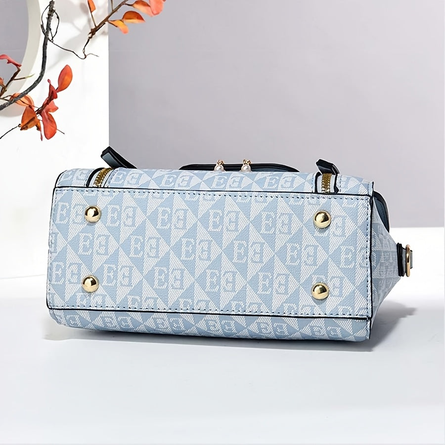 3pcs womens handbag set swan decor top handle tote bag card