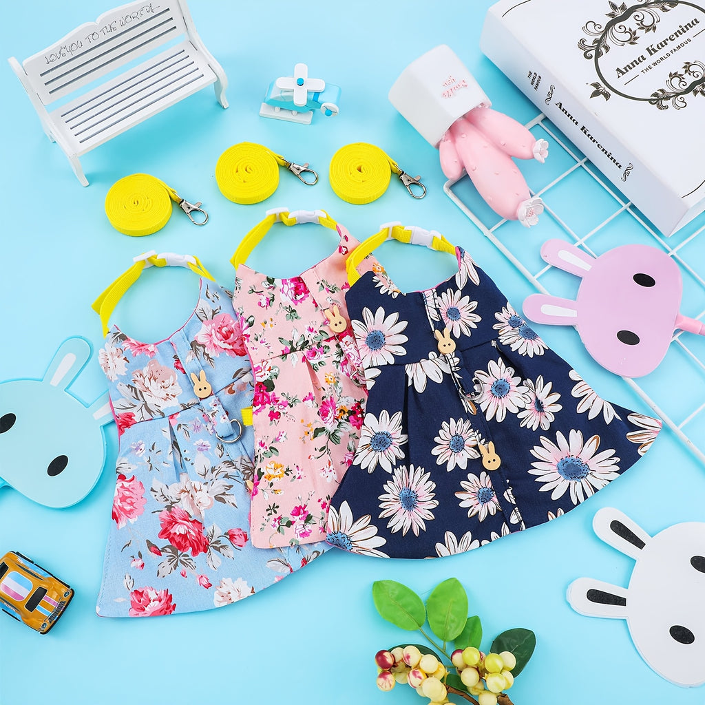 3pcs adorable rabbit harness leash set escape proof