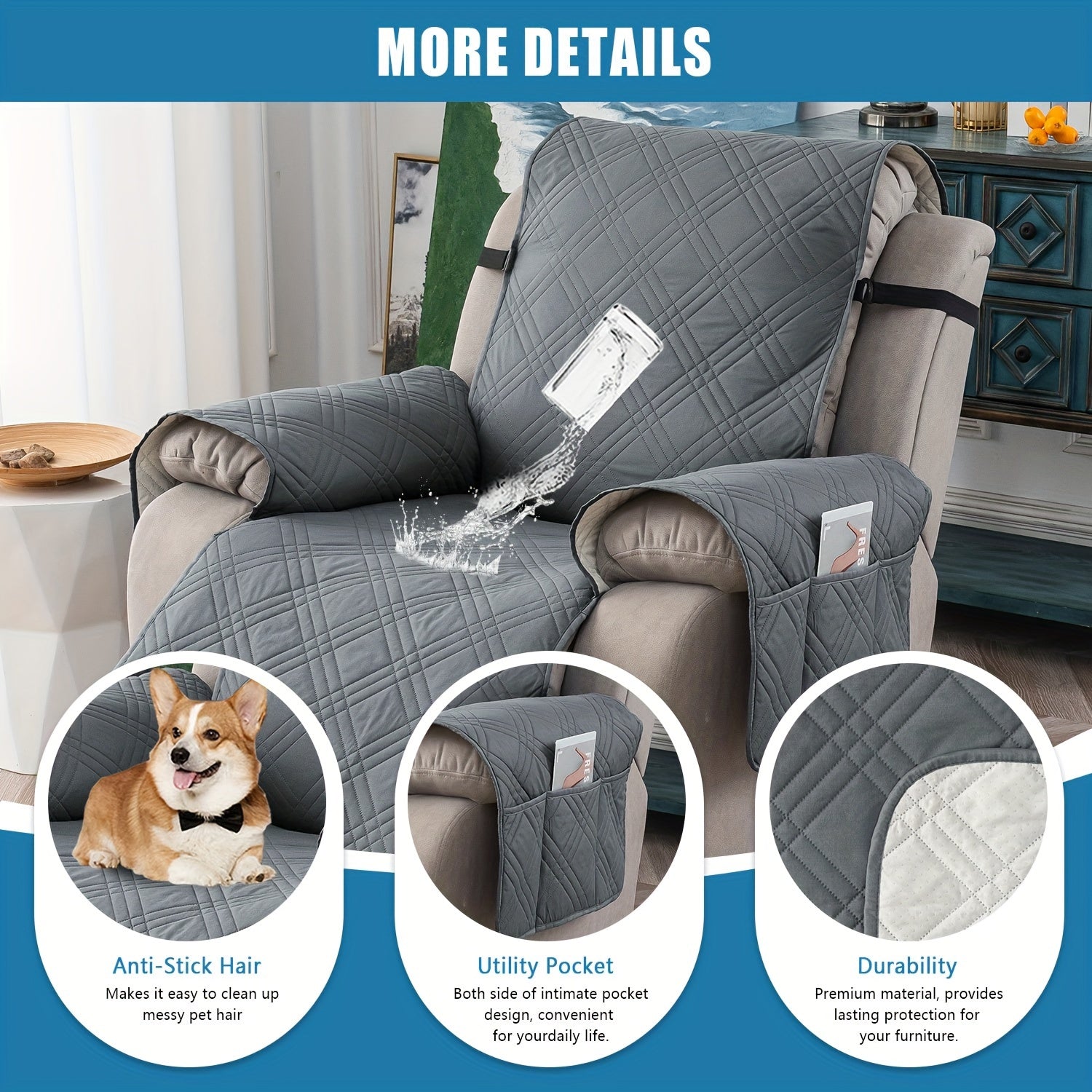 1pc 100 waterproof recliner chair cover non slip recliner