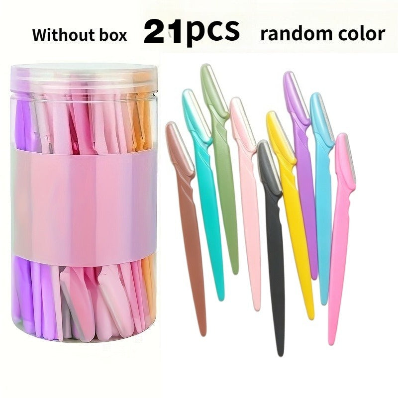 21pcs random color stainless steel eyebrow razors safety