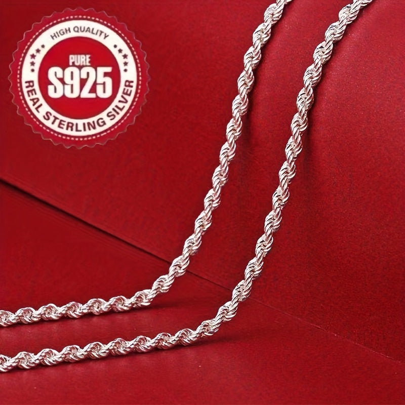925 sterling silvery twisted rope chain necklace simple hip