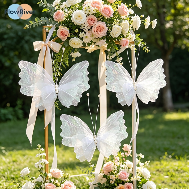 3pcs hangable wedding decorations tinsel gauze artificial