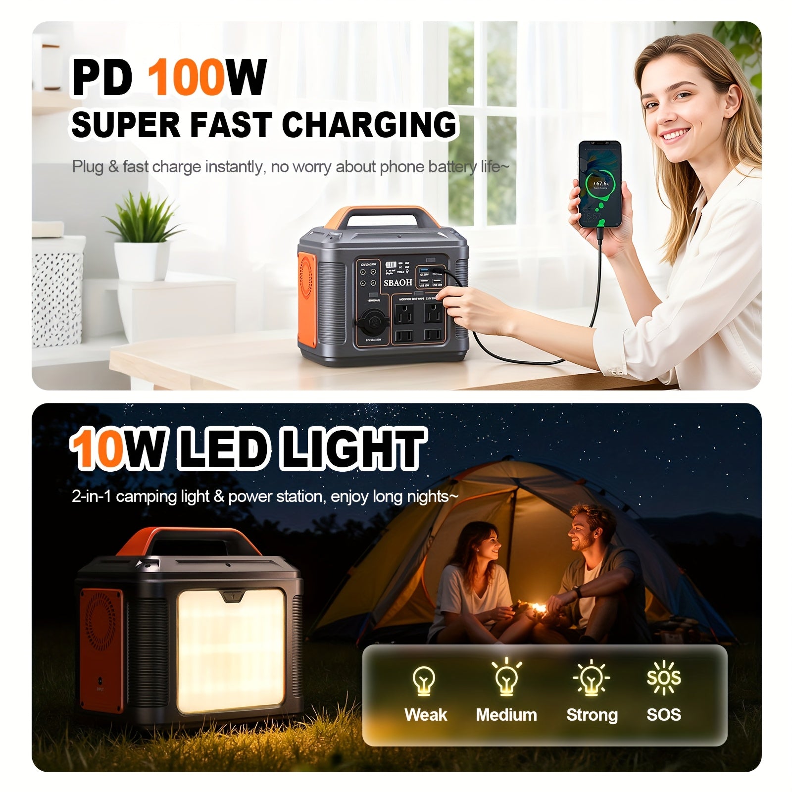 300w portable power station 296wh 80000mah solar