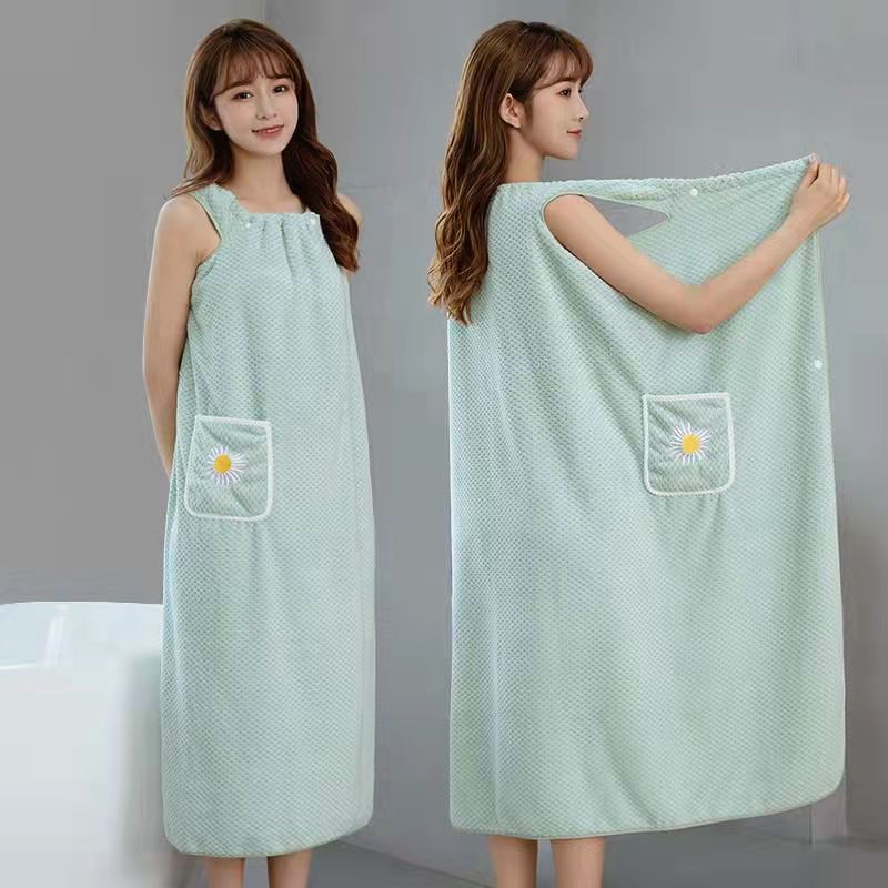womens wearable pocket towel skirt non slip towel robe