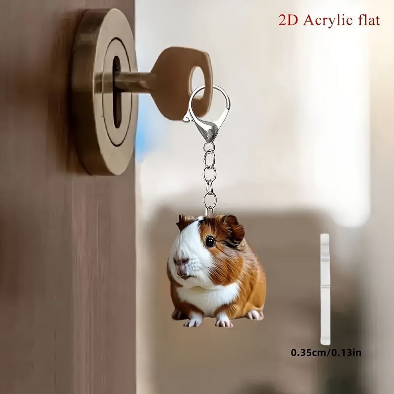 2d flat 1pc cute   guinea pig keychain fashionable 2d