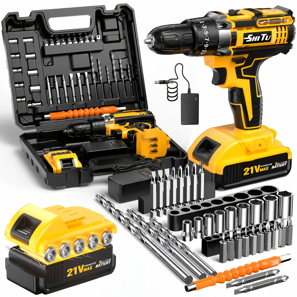 2026 21v cordless drill kit tool box fast charging