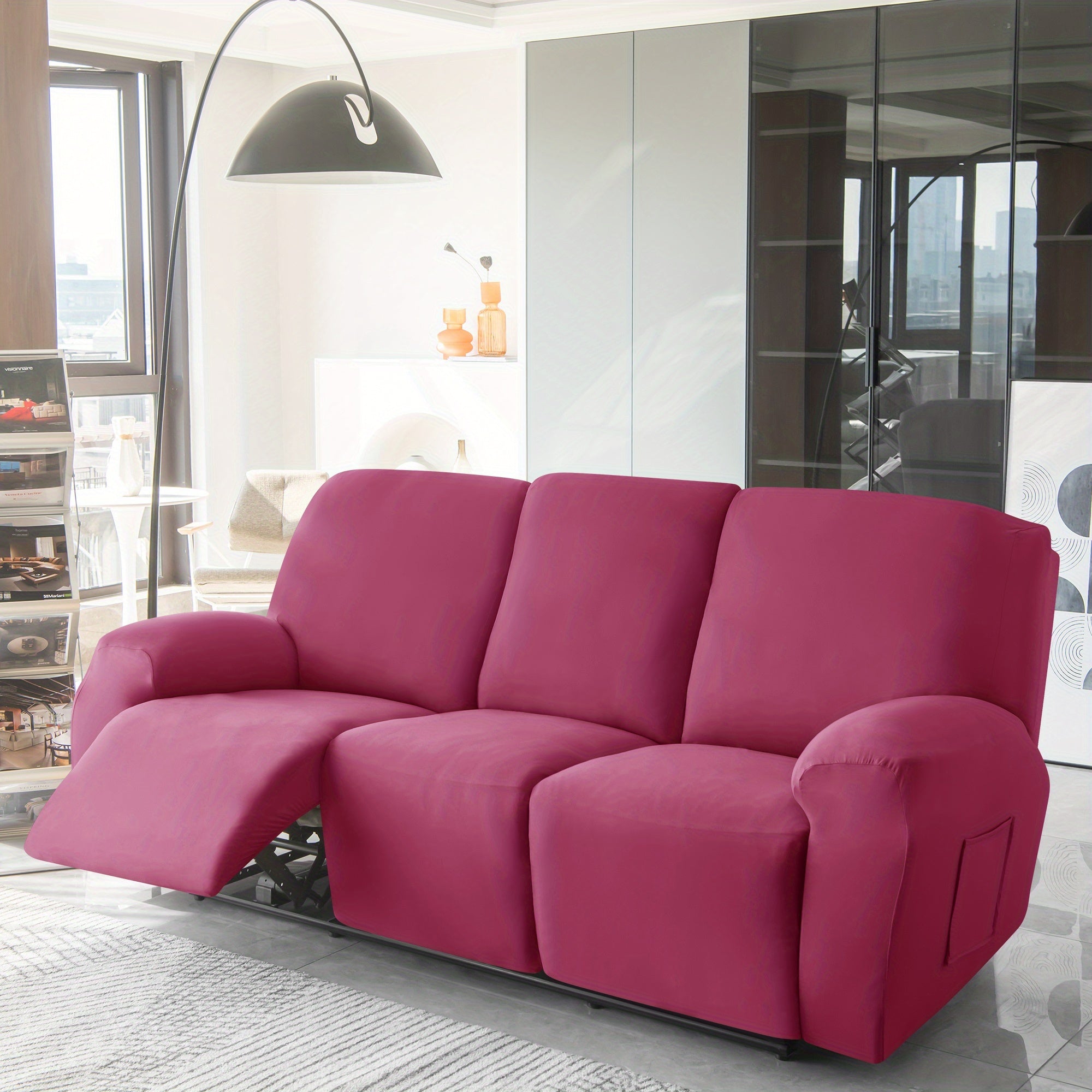 1 2 3 seater fiber fabric recliner sofa cover segmented