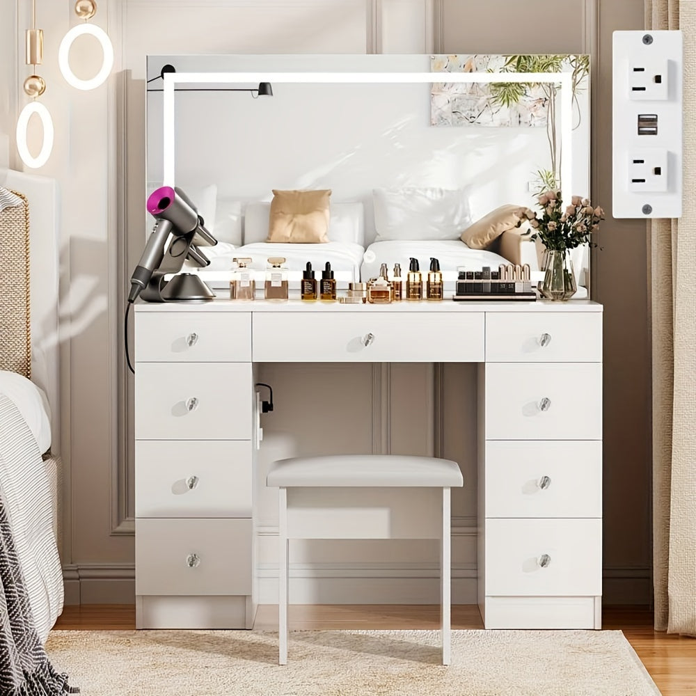43 makeup vanity desk set featuring a power outlet