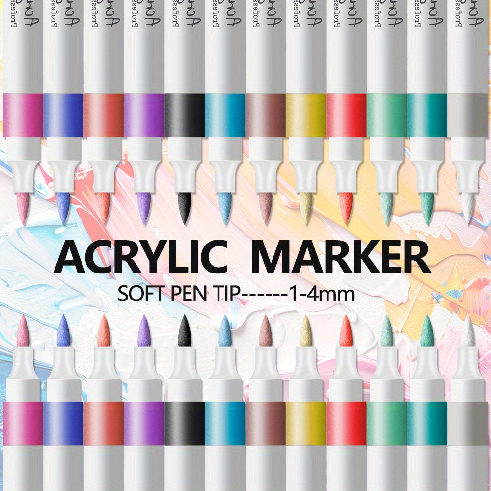 12 24 colors soft head different color acrylic marker pen