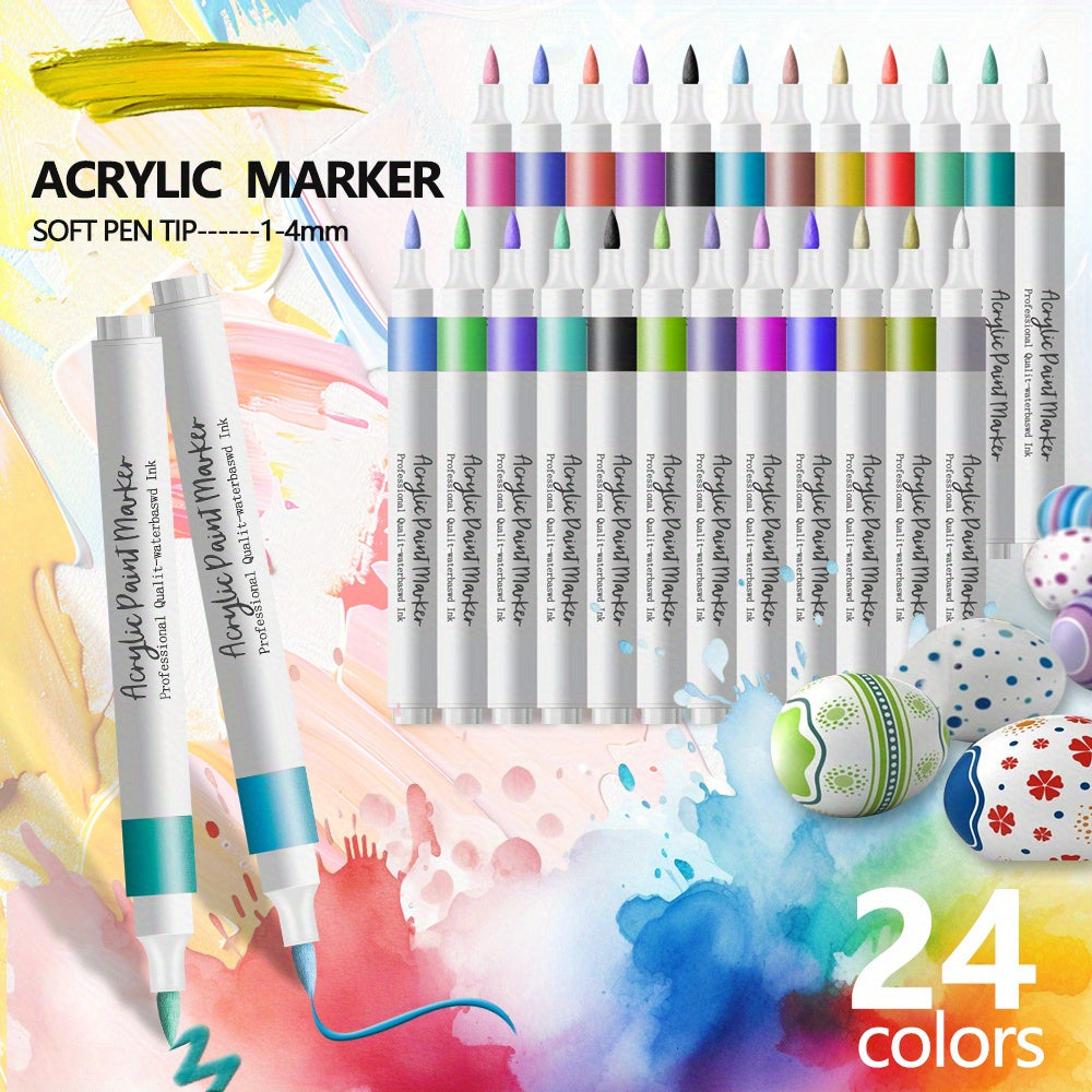 12 24 colors soft head different color acrylic marker pen