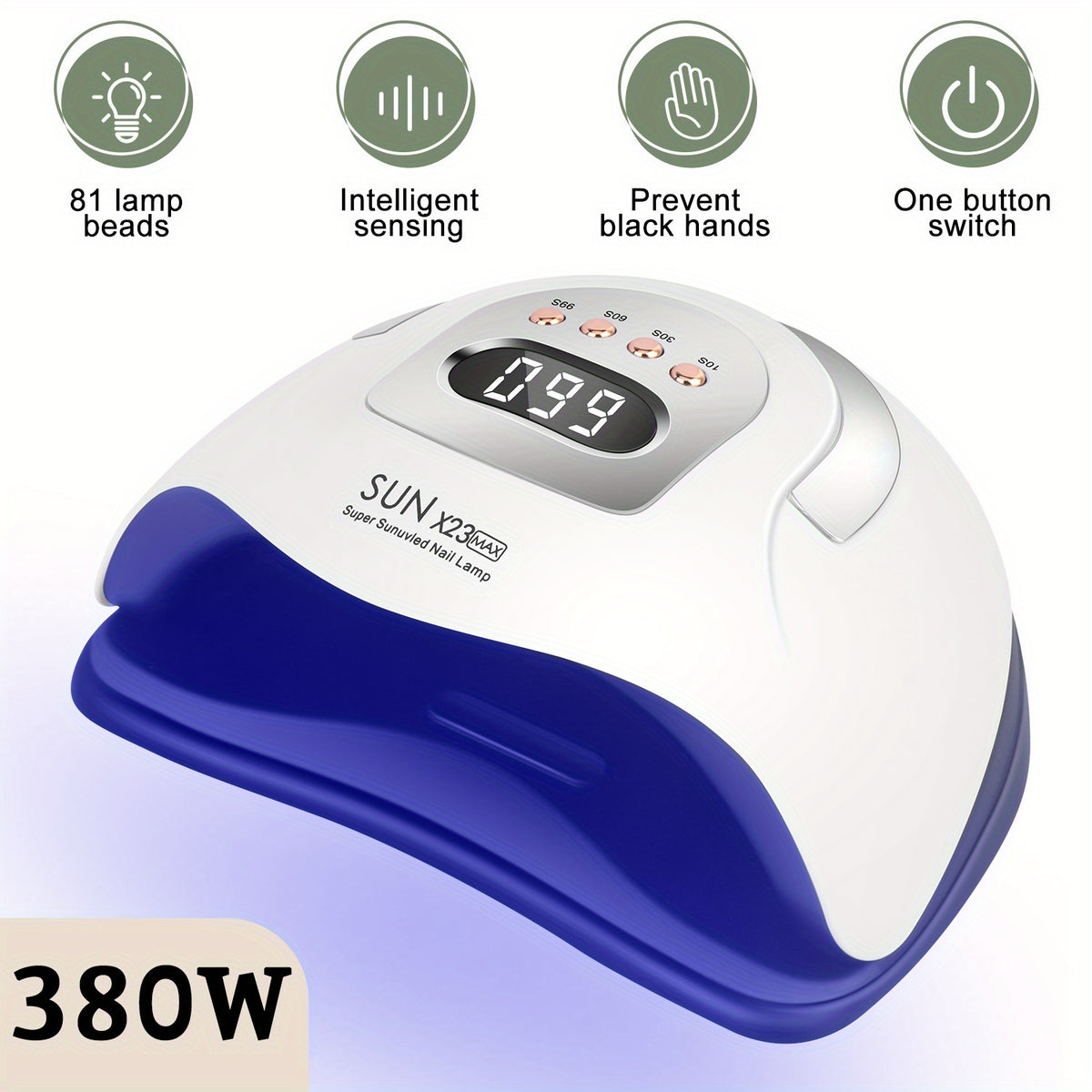380w led nail lamp 4 timer setting portable