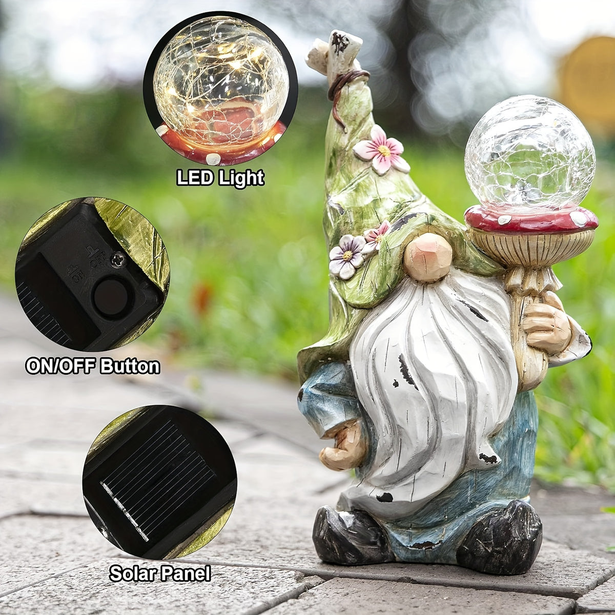 fairy garden decor gnome statue   light resin
