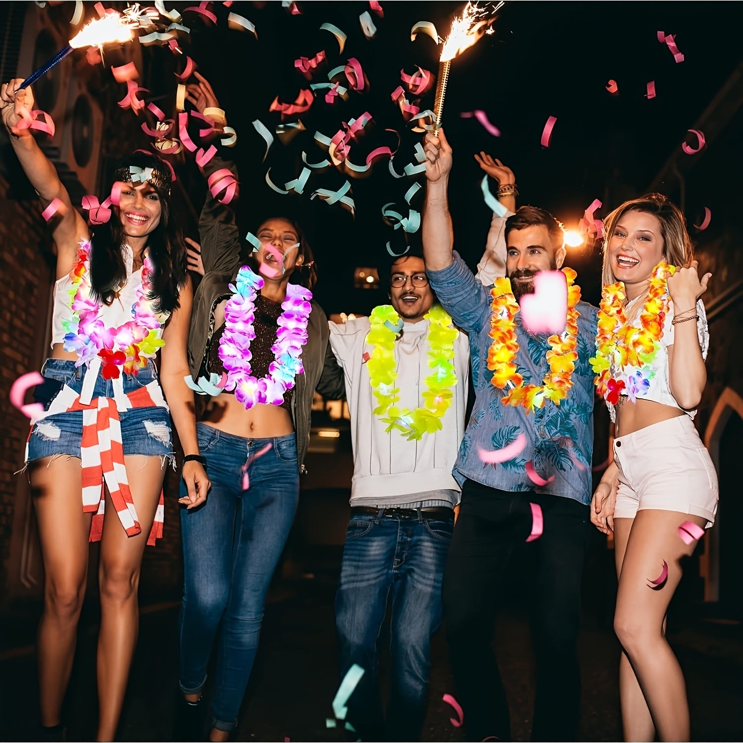 mikrones 26pcs illuminated hawaiian garland led lighting