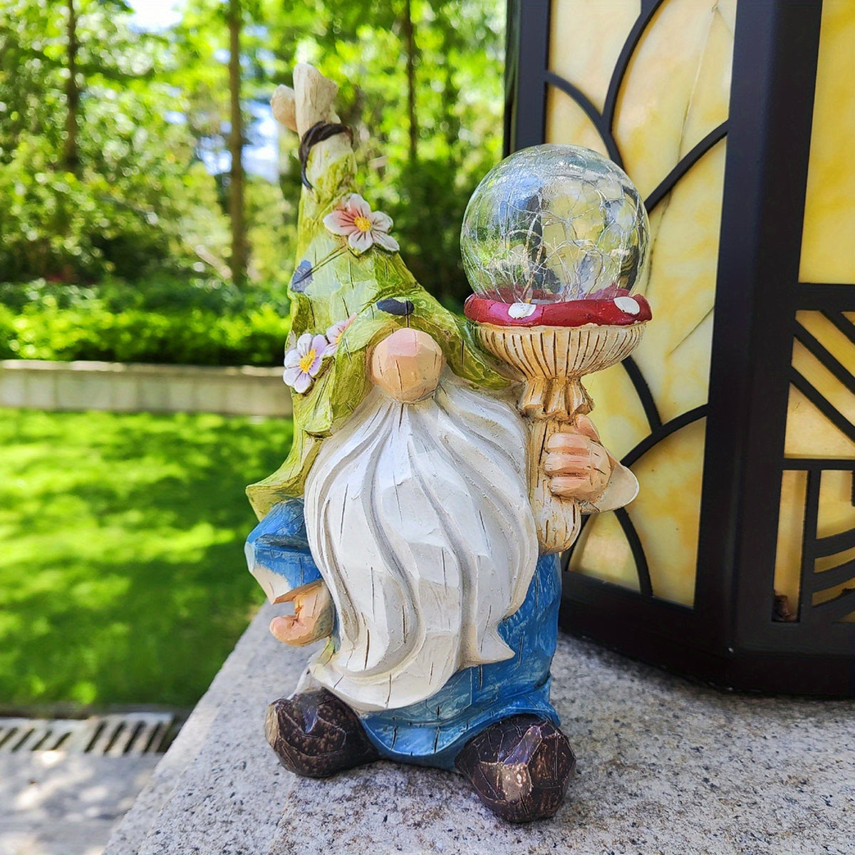 fairy garden decor gnome statue   light resin