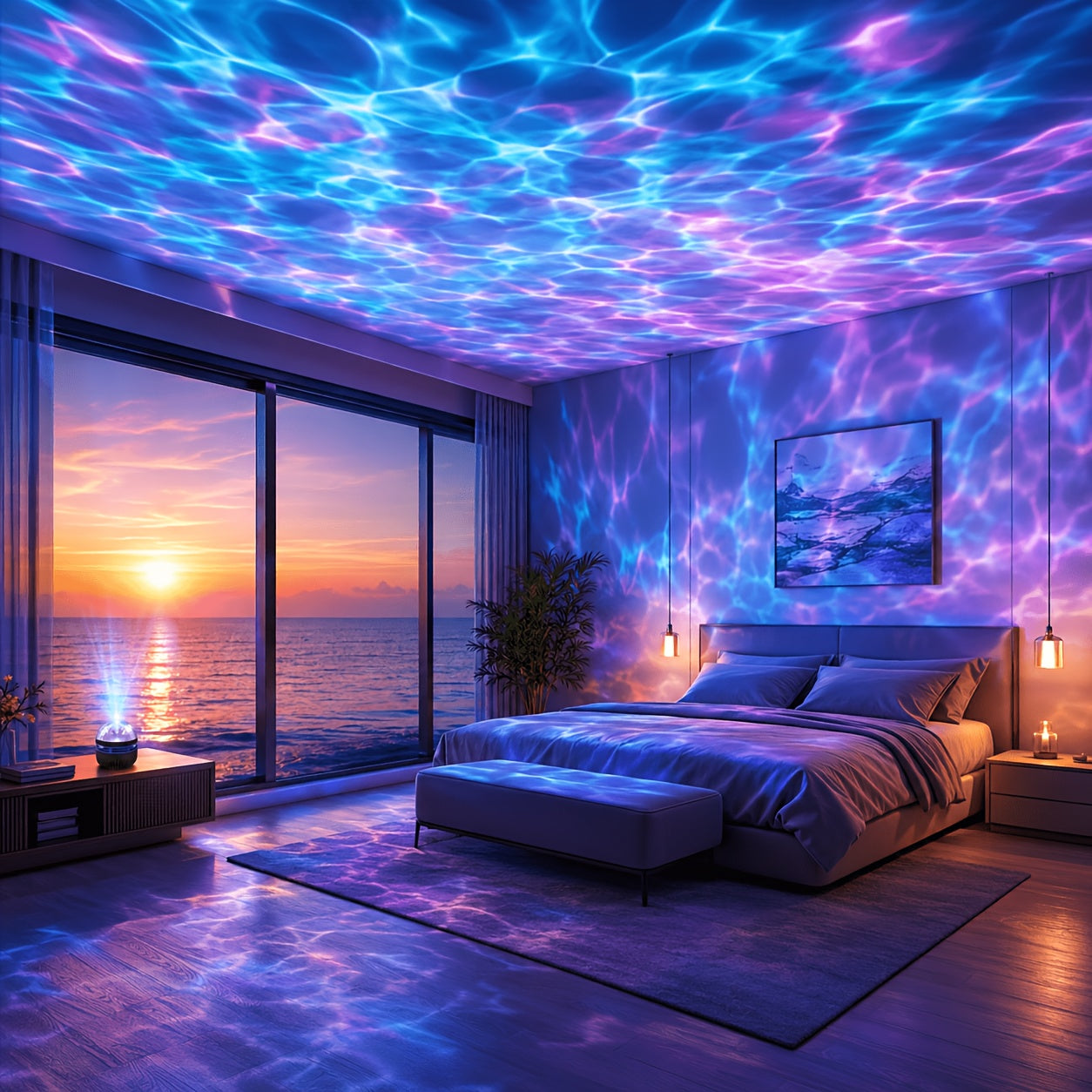 usb powered wave ambient led lamp remote 7 color rgb