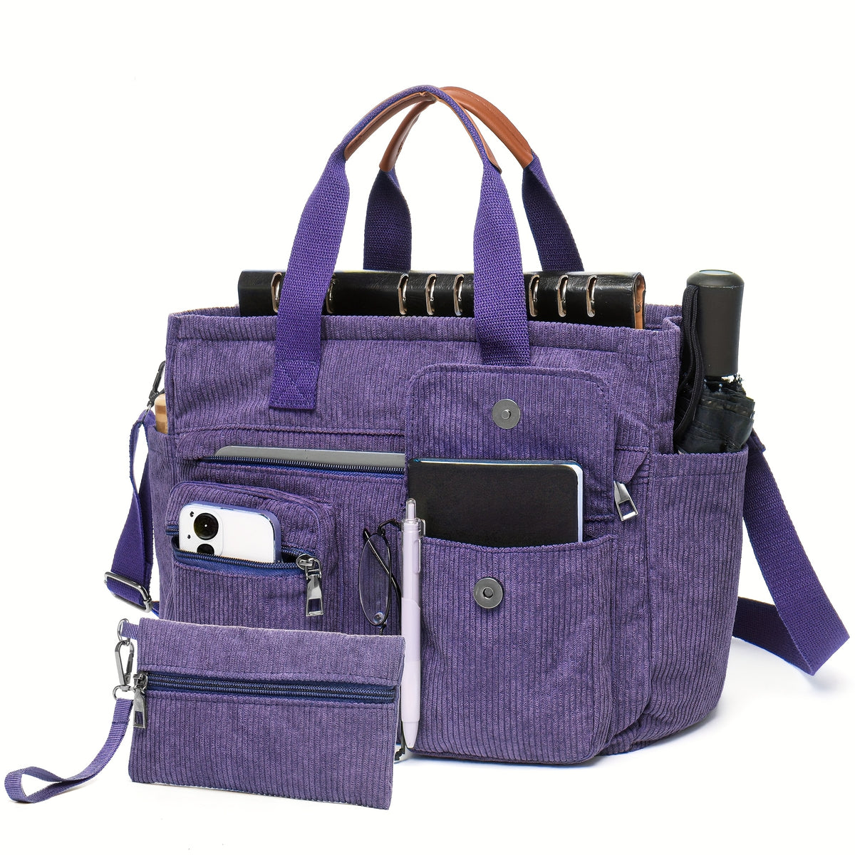 2pcs set womens large corduroy tote bag perfect a laptop bag