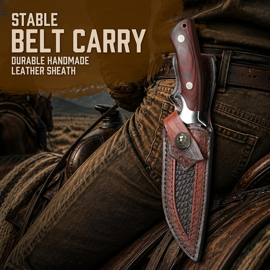 5 5 inch damascus steel fixed blade knife portable outdoor