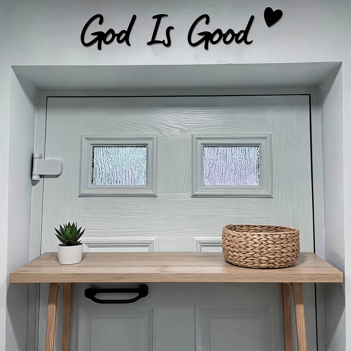 4  god good wall art set script word sign heart
