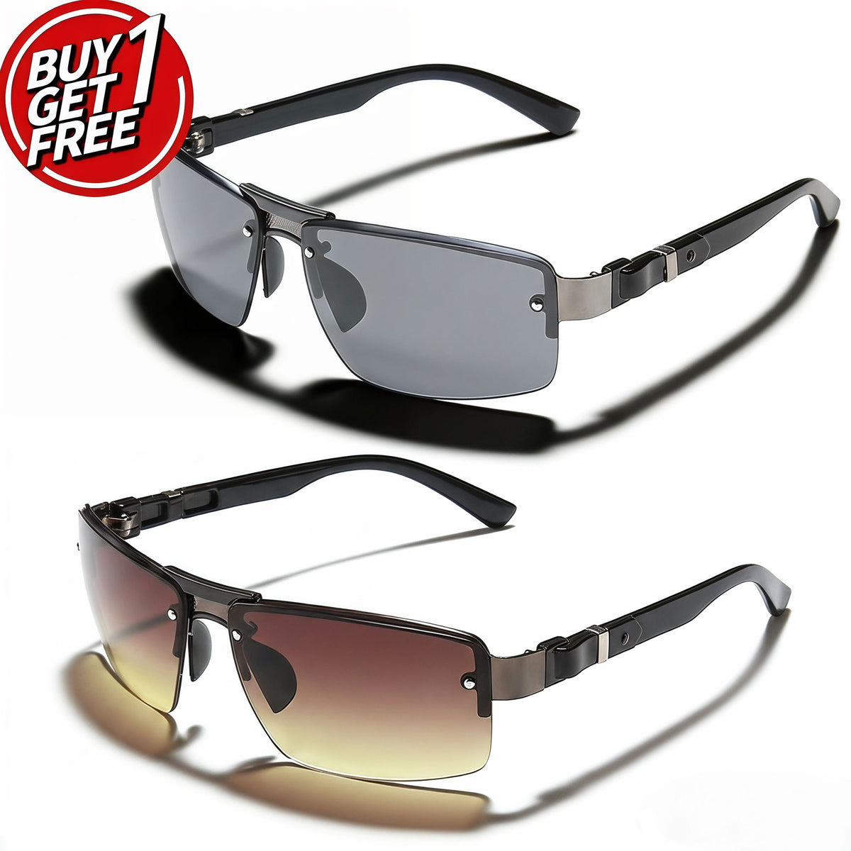 stylish unisex frameless black metal frame gradient