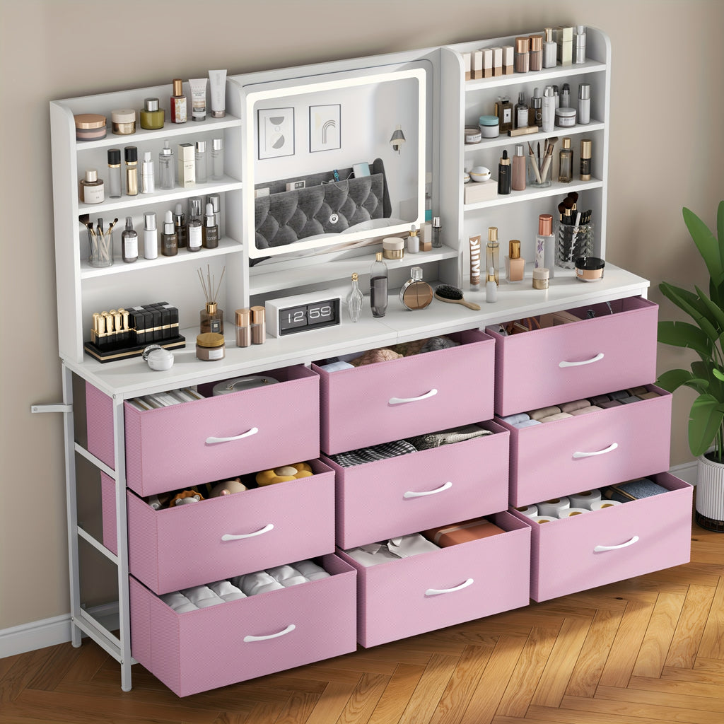 dressing table featuring a   mirror   nine