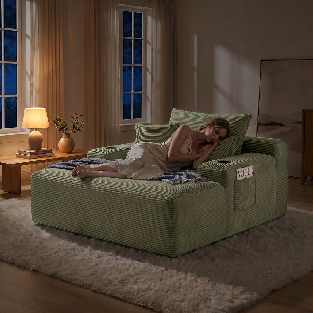 extra large boneless sofa chaise lounge cup holder side
