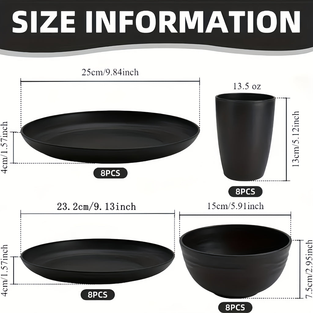 32 16pcs wheat straw large size dinnerware set service 8 4