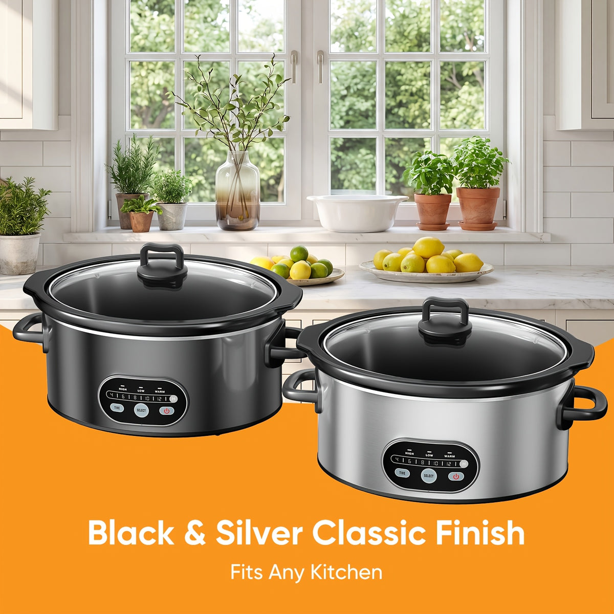 6 8 qt large electric slow cooker 3 heating settings