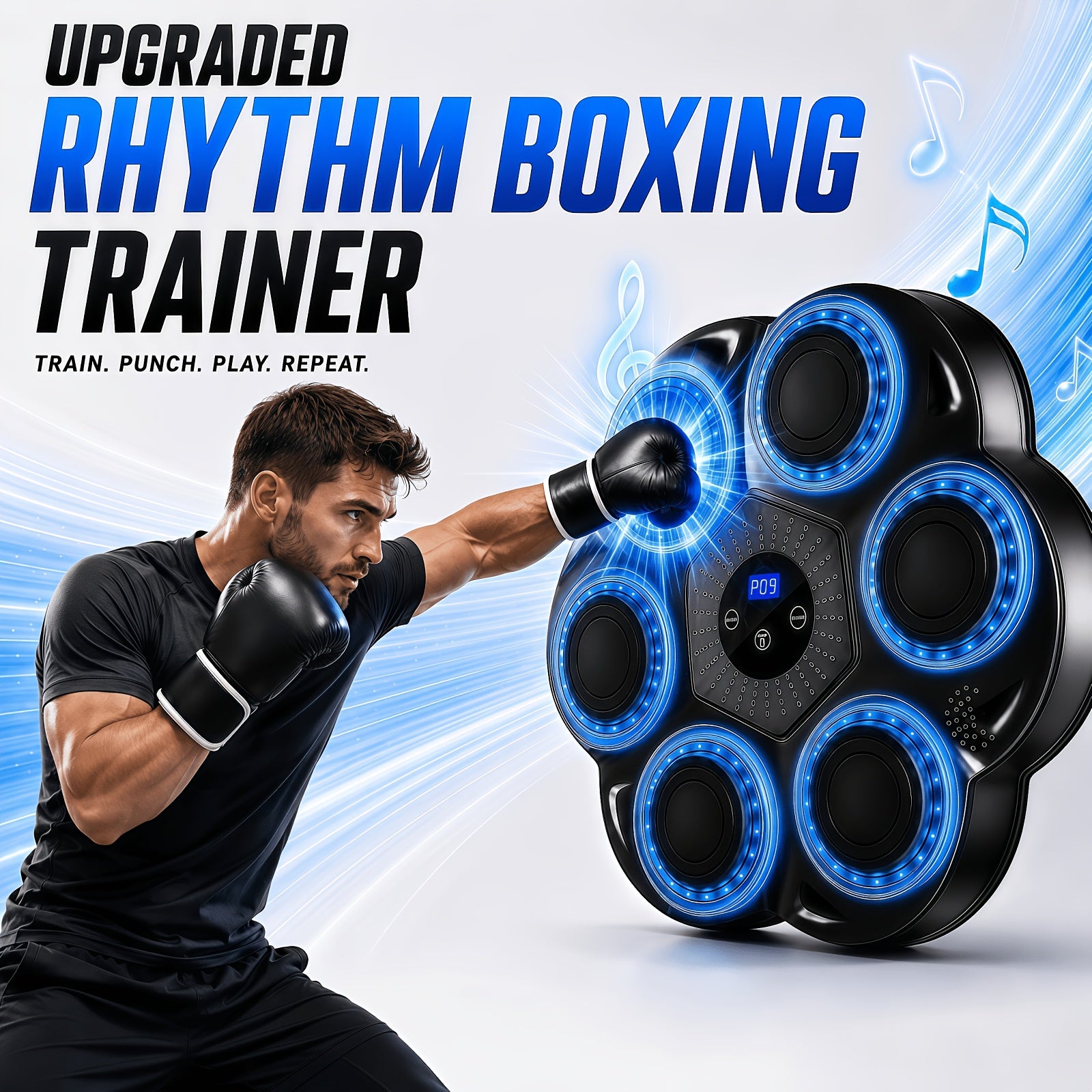 music boxing wall mounted trainer gloves interactive punch