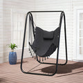outdoor swing chair a stand featuring a   metal hammock