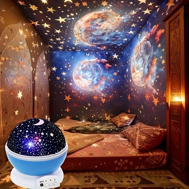 3d rotating star moon projector night light usb powered