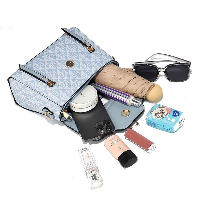 3pcs womens handbag set swan decor top handle tote bag card