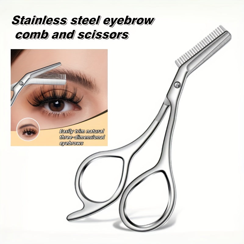 stainless steel eyebrow scissors built in brow comb 1pc