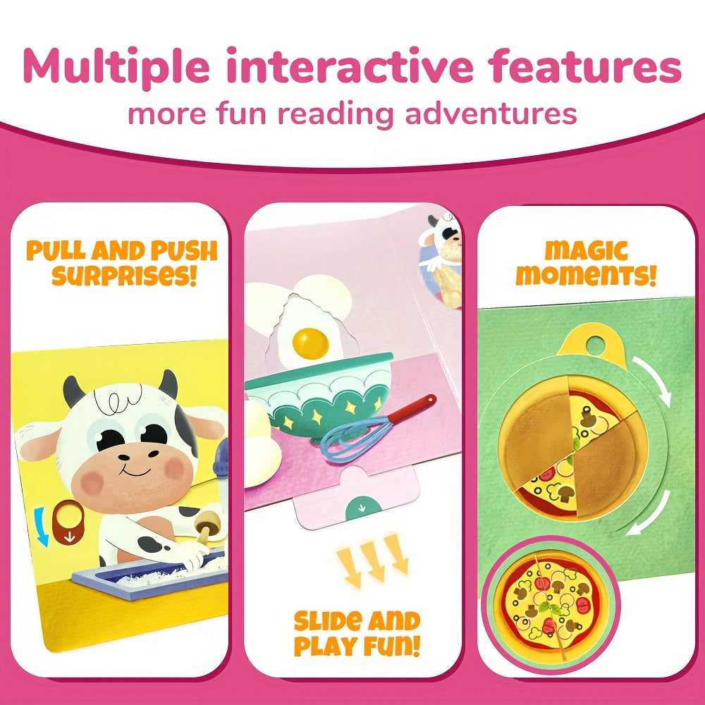 baby cows pizza party push pull books busy book preschool