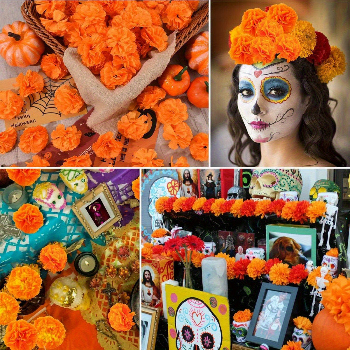 5 17 34pcs realistic marigold flowers heads vibrant orange