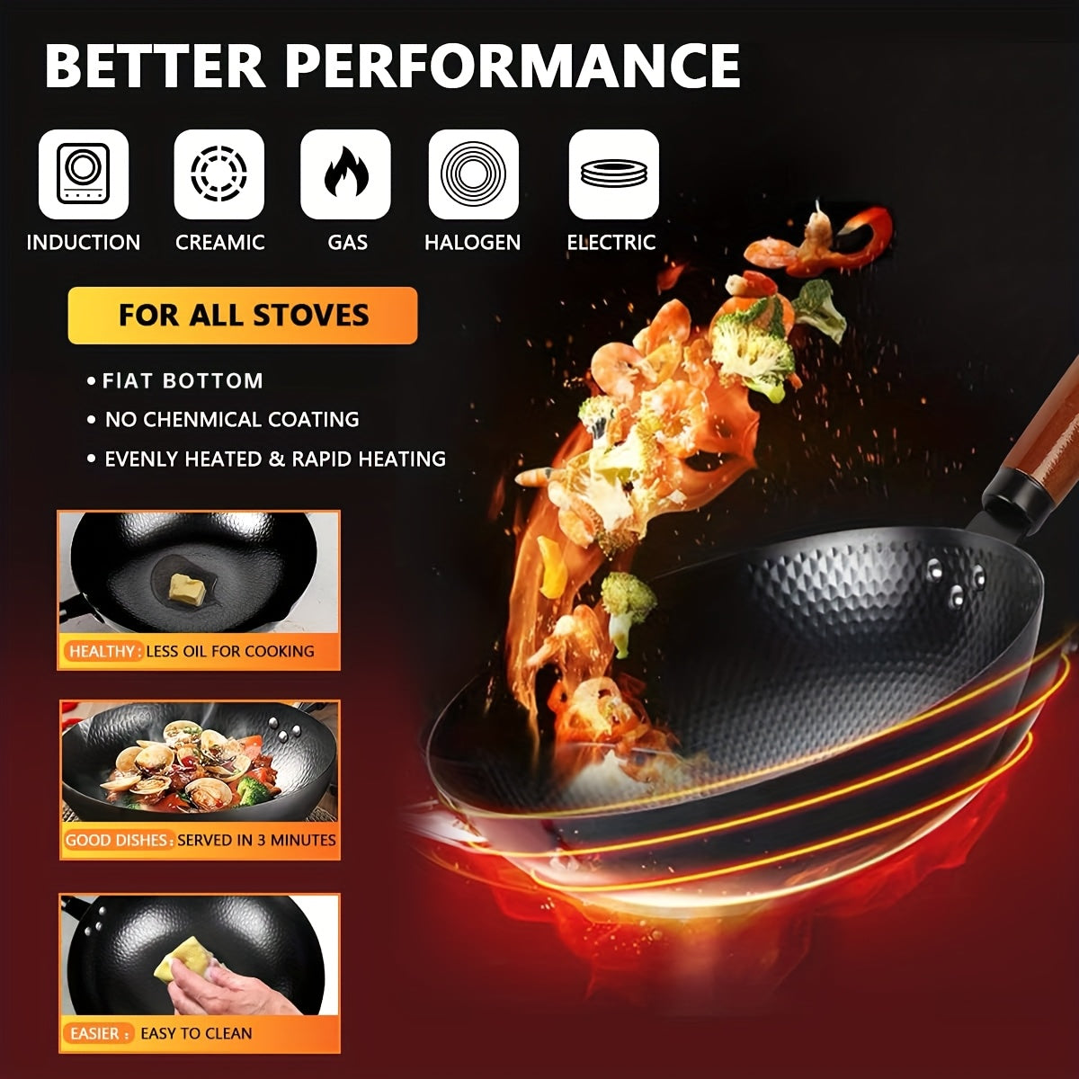wok   frying pan wok set nonstick 12 6 inch pan 13