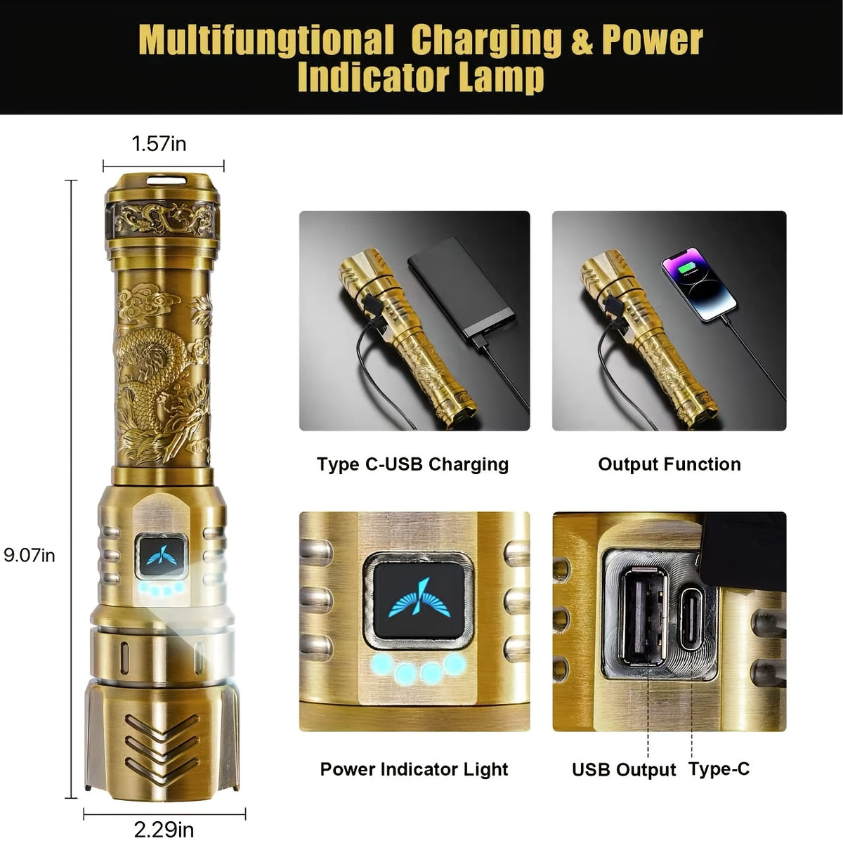 skyfire led high brightness   pattern flashlight