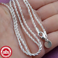 925 sterling silvery twisted rope chain necklace simple hip