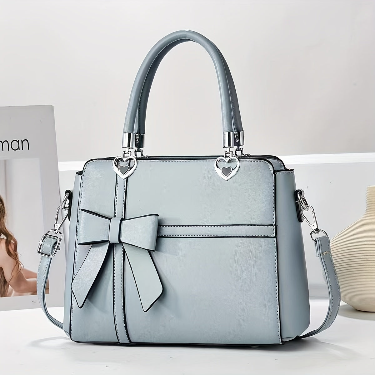 solid color bowknot handbag bags luggage temu