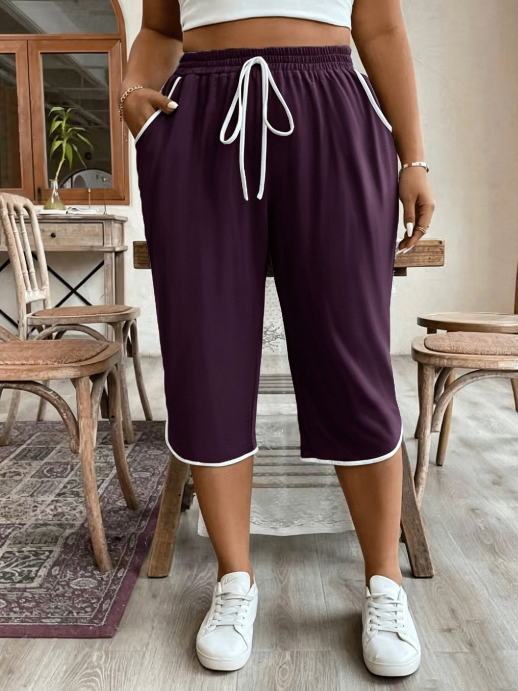 plus size y casual color block capri pants lounge pants temu