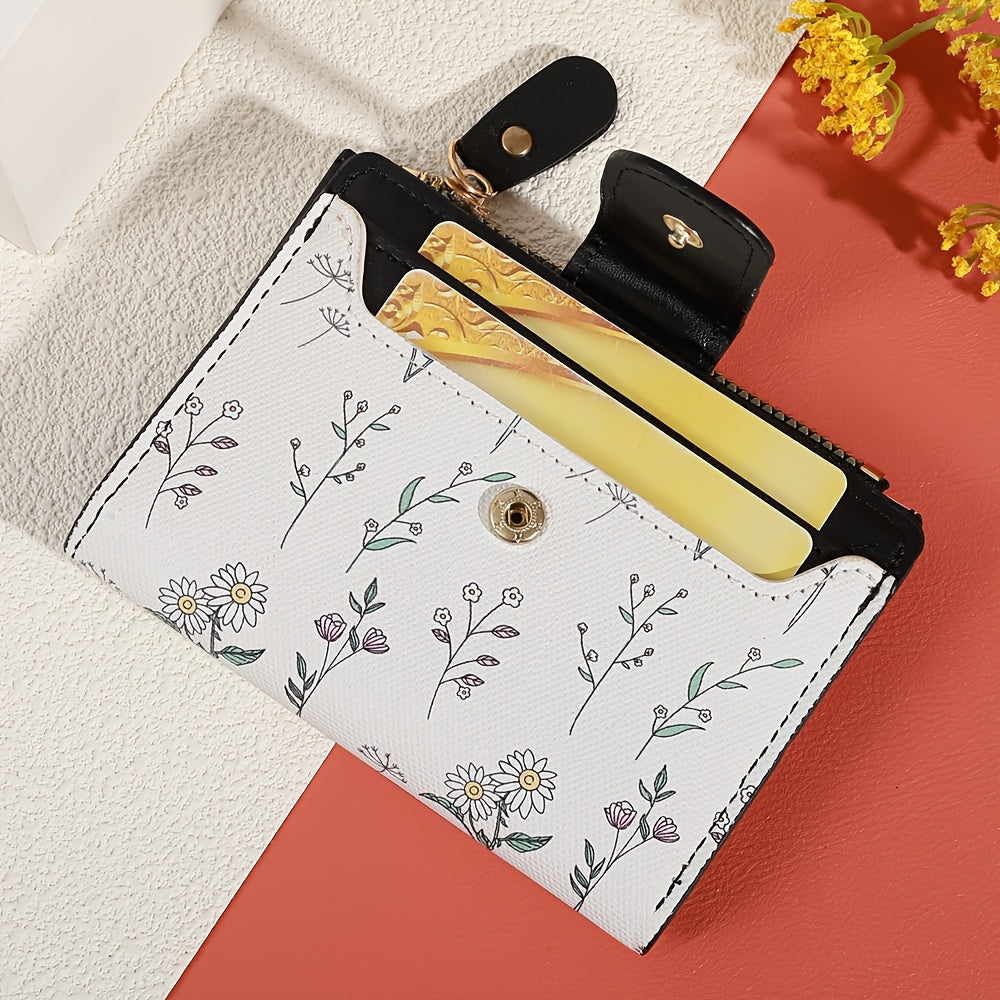 floral print hardware button bifold wallet temu