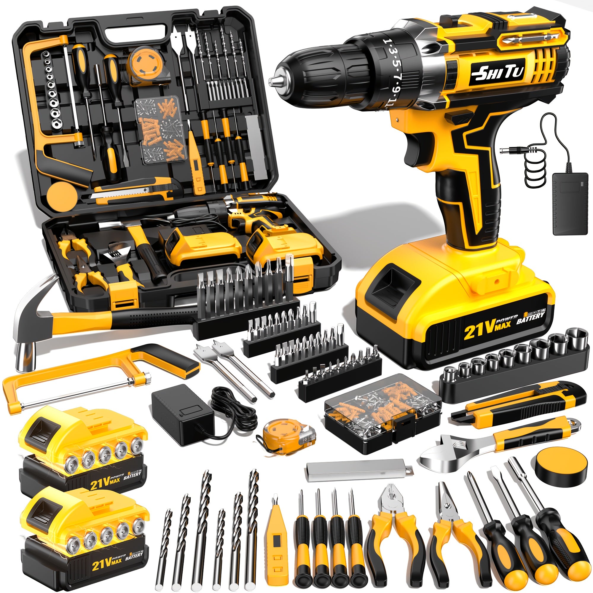 2026 21v cordless drill kit tool box fast charging