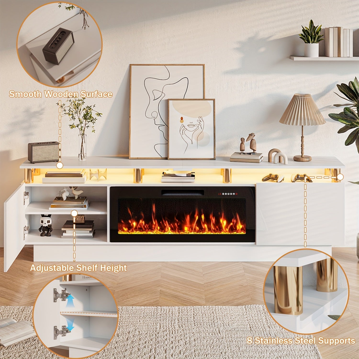 80 fireplace tv stand 36 fireplace 2 tier 80 led