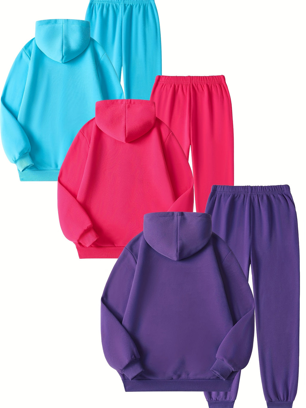 6pcs 3 sets   winter girls velvet thickened hooded