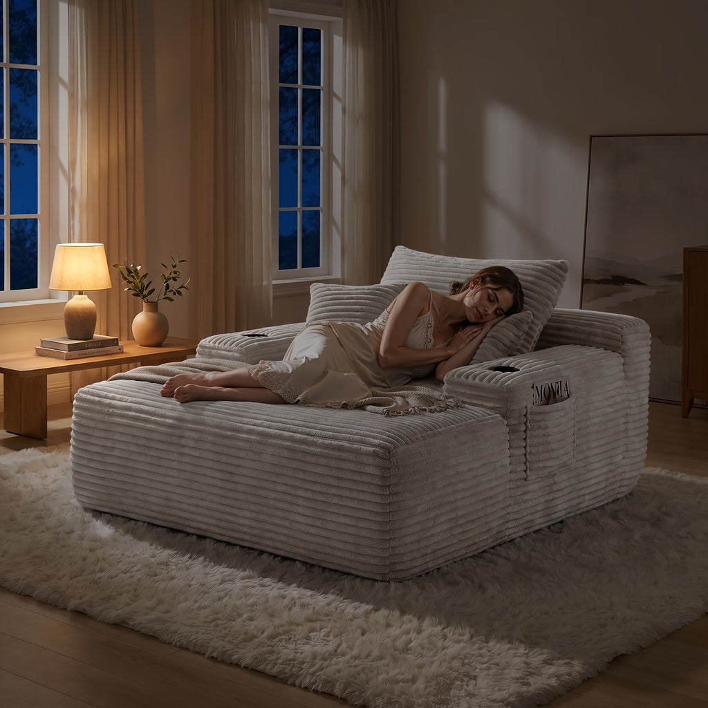 extra large boneless sofa chaise lounge cup holder side